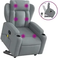 Syfax Massagesessel mit Aufstehhilfe Hellgrau Stoff