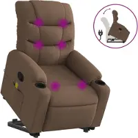 Syfax Massagesessel mit Aufstehhilfe Braun Stoff