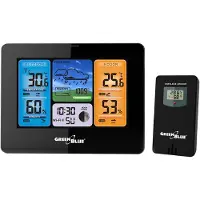 Greenblue WiFi-Wetterstation TUYA-kompatibel Außensensor Kalender Wettervorhersage Barometer Netzadapter Batterien GB215