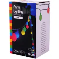 Spetebo LED Party Lichterkette 80 Kugeln 16 m bunt mit Netzteil - Dekoration