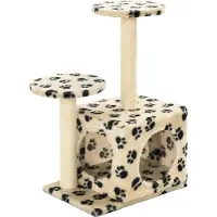 Syfax Katzen-Kratzbaum Sisal 60 cm Beige Pfoten-Aufdruck