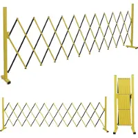 Mendler Alu Absperrgitter HWC-B34, Scherengitter Zaun Schutzgitter ausziehbar, 103x35-300cm gelb-schwarz