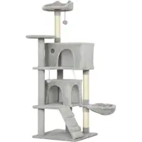Fortuna Lai 140 cm Katzenkratzbaum, mehrere Ebenen, Sisal-Kratzpfosten, Höhlen, Plüsch-Plattformen, Hängematte, Leiter, Spielbälle