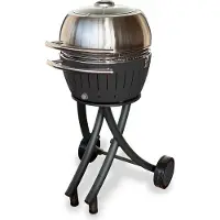 LotusGrill XL Gartengrill Set Anthrazitgrau - Grillwagen/-haube XL Edelstahl