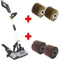 Far Tools Bodensanierer Set, Stehend, mit 2 Messingdrahtbürsten, 2 Schleiflamellenbürsten