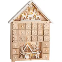 Ed Brubaker Adventskalender zum Befüllen - Weihnachtshaus - 40 cm Weihnachtskalender aus Holz mit LED Beleuchtung - Haus Kalender Beleuchtet - Dorf
