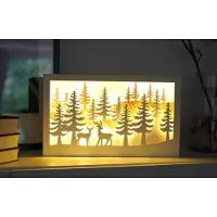 Spetebo LED Weihnachtsszene Winterwald - ca. 40x24 cm