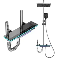 OEM Duscharmatur-System, LED-Digitalanzeige, Hydro-Power-Generierung, Grau