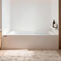 Vevor Rechteckige Nischenbadewanne (1826 x 813 x 508 mm), Moderne Badewanne aus Doppelwandiger Acrylkonstruktion mit Ablauf und Überlauf rechts, Integriertem Rand, 220 L Kapazität, Weiß