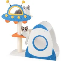 Northix Kratzbaum mit UFO-Plattform & Sisal-Kratzsäulen Katzenkratzbaum Katzenbaum Kletterbaum