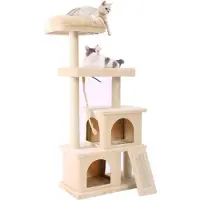 Merkloos Luxus Kratzbaum – Creme – Mit Hängematte – Für Kätzchen geeignet – 127 cm