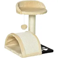 Fortuna Lai Kratzbaum Katzenbaum mit Spielbällen Katzenkratzbaum Sisalseil-Kratzstangen Beige 35,5 x 37 x 46 cm