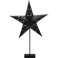 Spetebo 3.06 Papierstern auf Metall Ständer in schwarz - ca. 45 cm - Deko Stern mit Batteriefach im Fuß / Timer