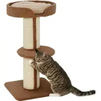 Moonbite Kratzbaum 91 cm, Katzenturm mit Sisalstämmen, Plattformen und abnehmbarem Kissen, für mittelgroße Katzen, Polyester, Hellbraun