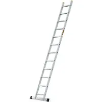 Drabest | Leiter - Aufstiegsleiter - 12 Sprossen - Tragfähigkeit 150 kg - Aluleiter 1x12 Stufen - Professionelle Anlegeleiter