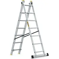 Drabest | Leiter - Aluminium Leiter - pro 2-teilig - 2x7 Stufen - Belastbarkeit 150kg