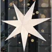 Ed Brubaker LED Weihnachtsstern zum Aufhängen - 60 cm Papierstern - 3D Adventsstern - Batteriebetrieben, Weiß