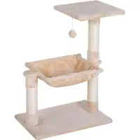 Youjia Kletterbaum Katzenbaum Kratzbaum mit Sisalsäule Plüsch-Hängematte Spanplatte Beige 50 x 36 x 70 cm