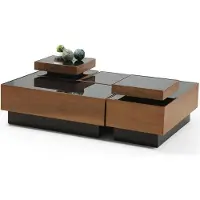 AEA Luxus Couchtisch Holzdesign moderne Beistelltische Tisch 135x90x30 Glastisch