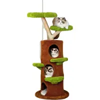 OEM Katzenbaum, mehrstufiges Design, langlebige Materialien, Grün Braun