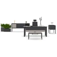 AEA Arbeitszimmer Set Schreibtisch Büroschrank Kommode Couchtisch Antrazhit