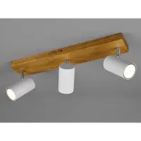 Meine Wunschleuchte Deckenstrahler 3-flammig Weiß mit Holz, Spots inkl. GU10 LED, Breite 44cm
