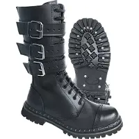 Brandit Boot Herren Phantom 3-Buckle schwarz Festival, Gothic Leder EU42