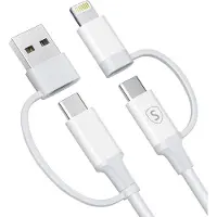 Sign 4-in-1 USB-A/USB-C auf Lightning/USB-C Kabel 60W/3A, 1m - Weiß