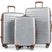 Northix 3-teiliges Hartschalenkoffer-Set mit TSA-Schloss, Silber