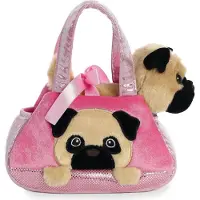 Northix Plüschtier Mops in der Tasche, 20 cm, weicher und kuscheliger Begleiter