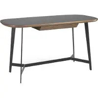 ANGEL CERDA SL Angel Cerdá Schreibtisch Nussbaum und schwarzem Stahl mit schwarzer Glasplatte 3137
