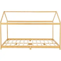 In And OutdoorMatch Kinderbett Mega – Hausbett – mit Matratze – Bambus – 140 x 200 cm – Kaltschaummatratze