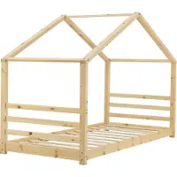 In And OutdoorMatch Kinderbett Nico - Holzbett - Hausbett - mit Lattenrost - 90 x 200 cm - Holz - für Kinder - für Mädchen - für Jungen