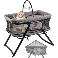 AGA Opvouwbare Babyschaukelbett, Grau, Klappbar, ideal für Camping