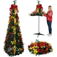 Northio Zusammenklappbarer, 1,80 m hoher künstlicher Weihnachtsbaum mit Dekoration