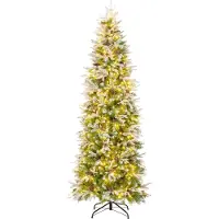 Northix 225 cm hoher, beleuchteter Bleistift-Weihnachtsbaum mit schneebedeckten Zweigen