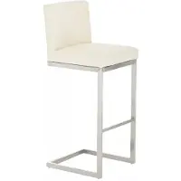 In And OutdoorMatch Barhocker trendiger Jamil - Mit Rückenlehne - 1er Set - Ergonomisch - Barstühle für Küche oder Kantine - Creme - Sitzhöhe 77cm