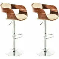 In And OutdoorMatch Luxus Barhocker Tyrique – Braun – Chrom – Modernes Design – 2er Set – Rückenlehne – Fußstütze – Für Küche und Bar – Gepolsterte Sitzfläche – Kunstleder