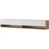 In And OutdoorMatch TV-Schrank Piera – TV-Möbel – TV-Einheit – 2 Staufächer – 180 x 31,5 x 29,5 cm – Holzfarben und Weiß – dekorativer Schrank