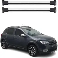 Omtec Dachgepäckträger, Querstange, für Dacia Sandero Stepway, Baujahr 2012-2020, Aluminium, grau