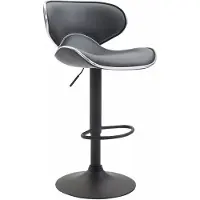 In And OutdoorMatch Luxus Barhocker Lia – Grau – Schwarz – Modernes Design – Rückenlehne – Fußstütze – Für Küche und Bar – Gepolsterte Sitzgelegenheit – Kunstleder