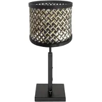Steinhauer Tischlampe Stang schwarz mit Bambusschirm
