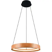 TRIO LED-Hängelampe Lynwood, Ø 50 cm, holzfarben, Holz, dimmbar