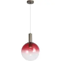 Searchlight Pendellampe Ombre, Kugel, rot/weiß, Ø 30 cm, Glas