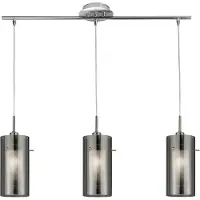 Searchlight Hängelampe Duo 2 Rauchglas/chrom lang dreiflammig