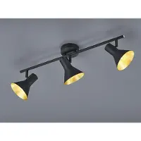 Meine Wunschleuchte LED Deckenstrahler aus Metall in Schwarz Gold 3 Spots dreh+schwenkbar Wandlampe