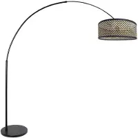 Steinhauer Bogenlampe Sparkled Light, schwarz/Geflecht schwarz-holz