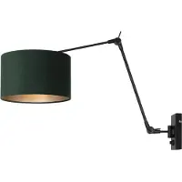 Steinhauer Wandleselampe Prestige Chic Schwarz mit 30 cm grünem Samtschirm