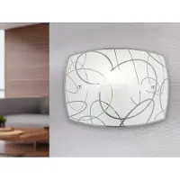 Meine Wunschleuchte Dimmbare LED Wandleuchte aus weißem Dekorglas mit dezenten Kreisen, Flurleuchte