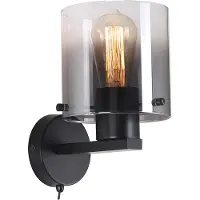 Searchlight Wandleuchte Sweden, schwarz/rauchgrau, 1-fl., Stahl, Glas